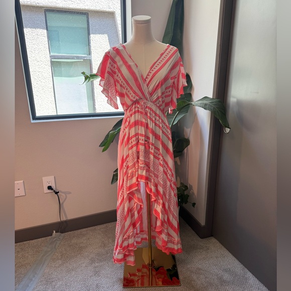 Chic Pink and White High Low Dress - Picture 1 of 3